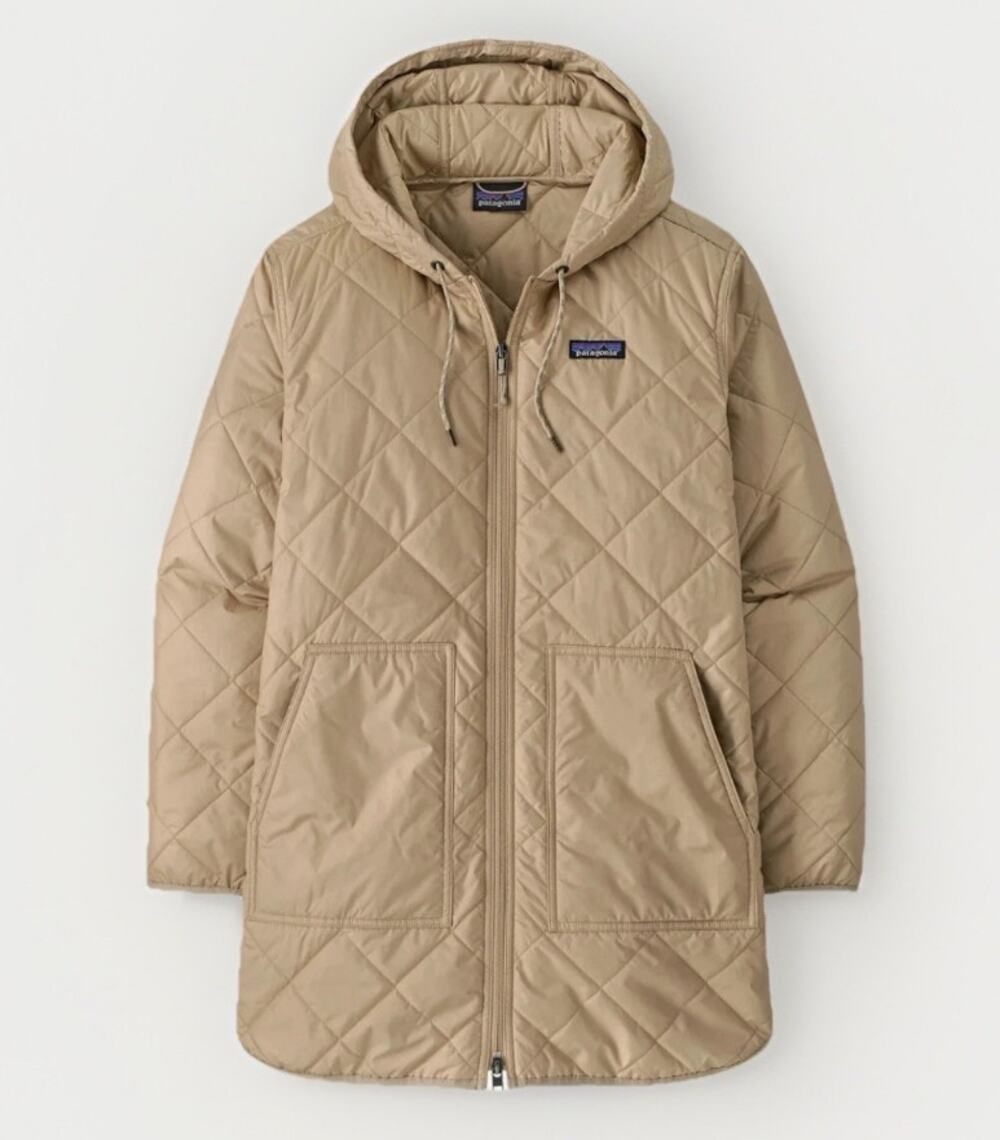 Patagonia Women's Diamond Quilted Parka Oar Tan Tan Beige Size XS EUC